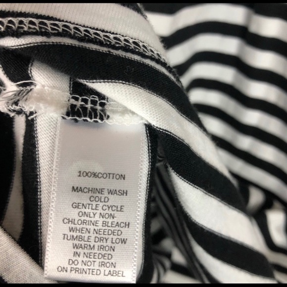 LOFT Cotton M Black & White Striped Top - Picture 4 of 6